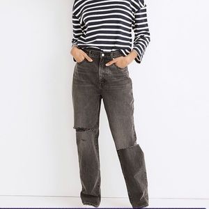 Madewell Baggy Straight Jeans in Cavell Wash: Ripped Edition, size 30, NWT